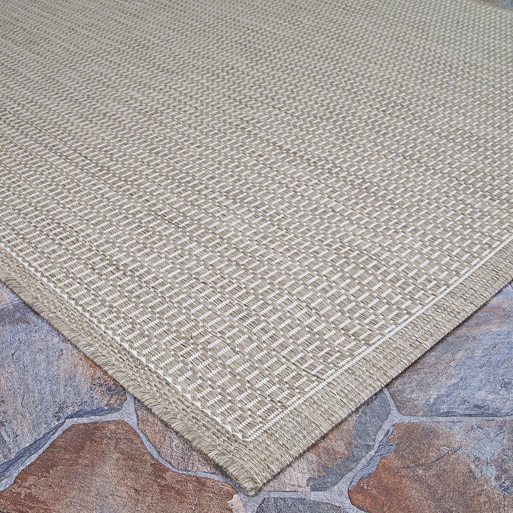 Couristan Recife Saddle Stitch Indoor /Outdoor Area Rug, Champagne- Taupe, 8'6" Square