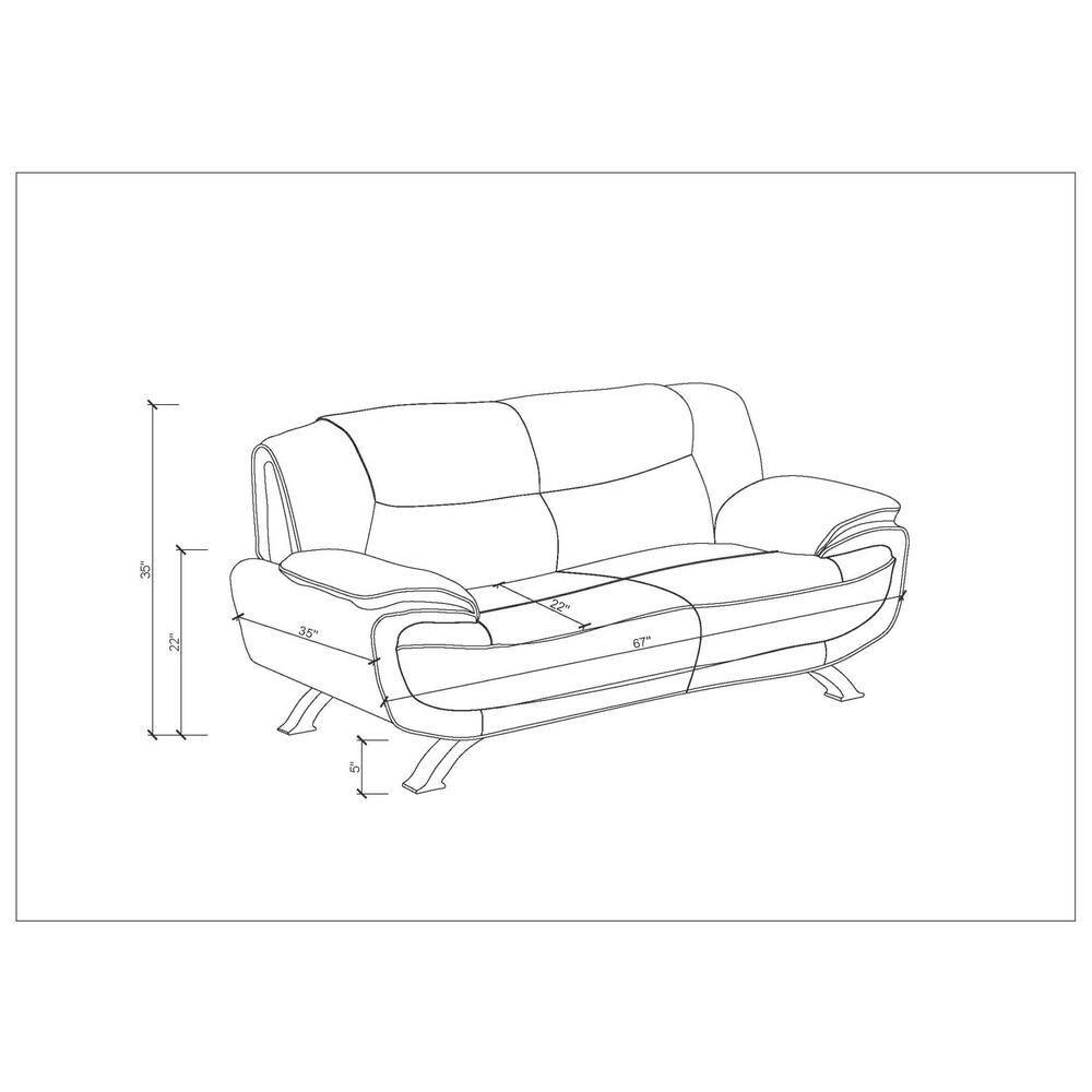 Sleek Leather Loveseat, Black - 40 in.