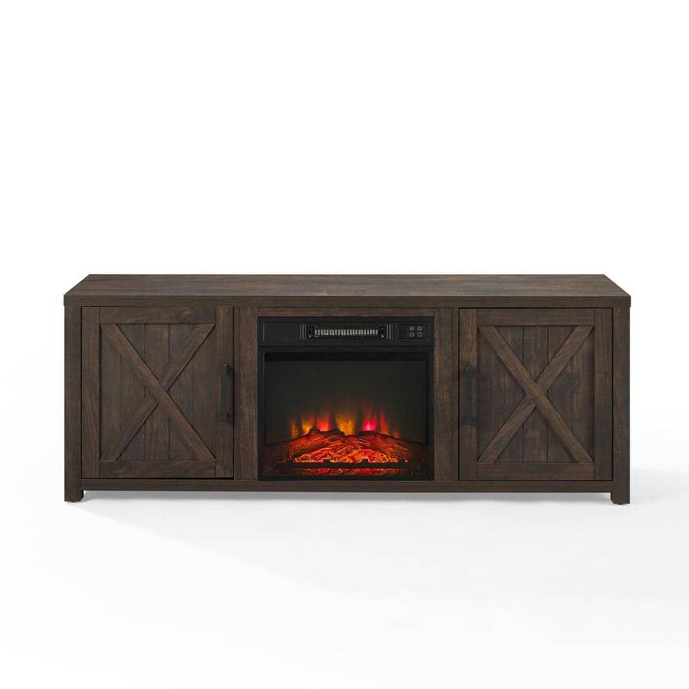58" Gordon Low Profile TV Stand for TVs up to 65" with Fireplace Dark Walnut - Crosley