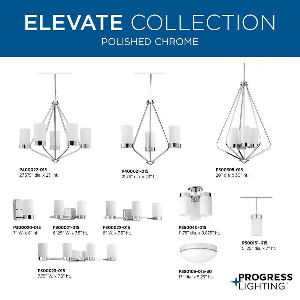 Progress Lighting Elevate 5-Light Chandelier, Polished Chrome, Glass Shades