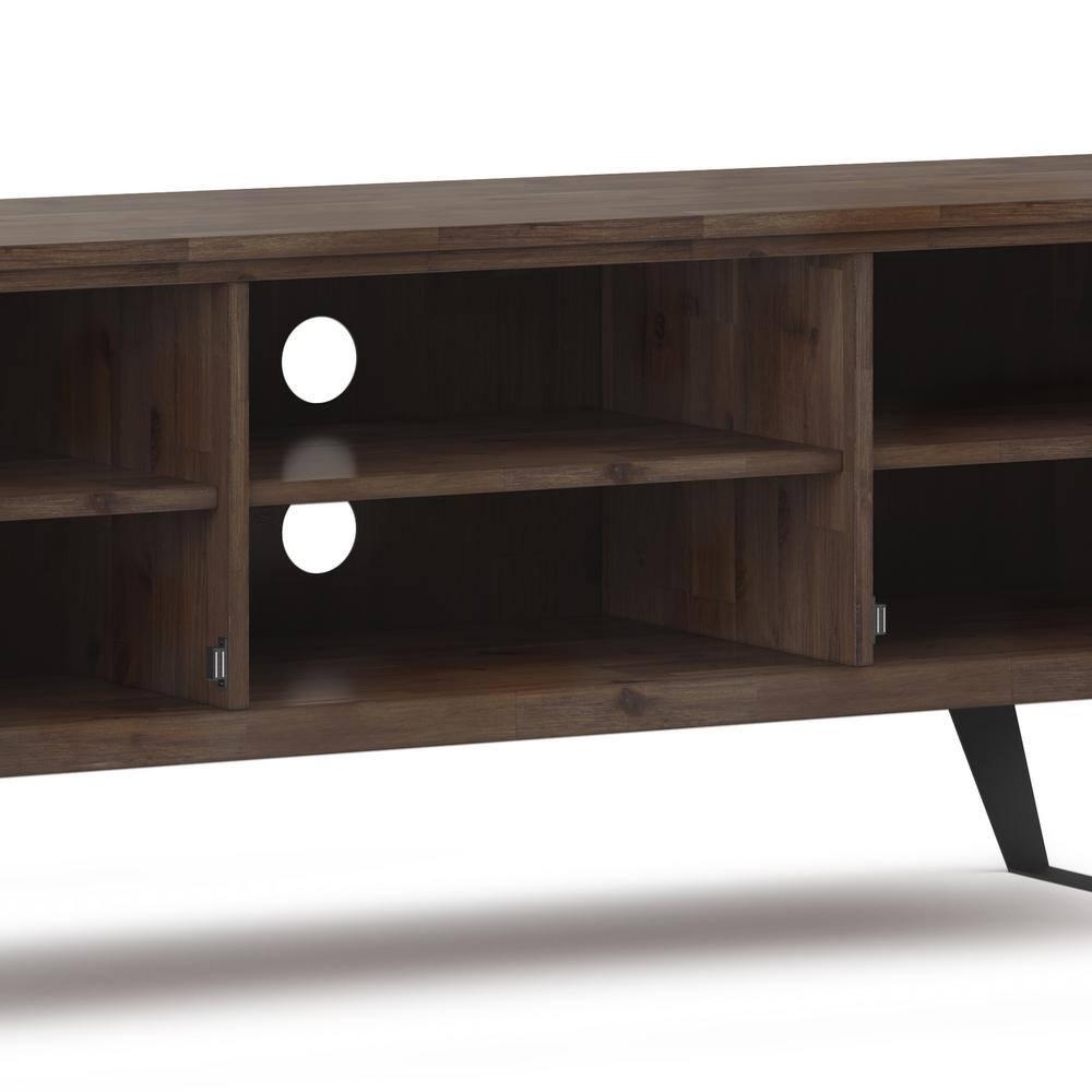 Simpli Home Lowry 63"W Solid Wood Modern Industrial TV Stand for TVs up to 70" with Storage