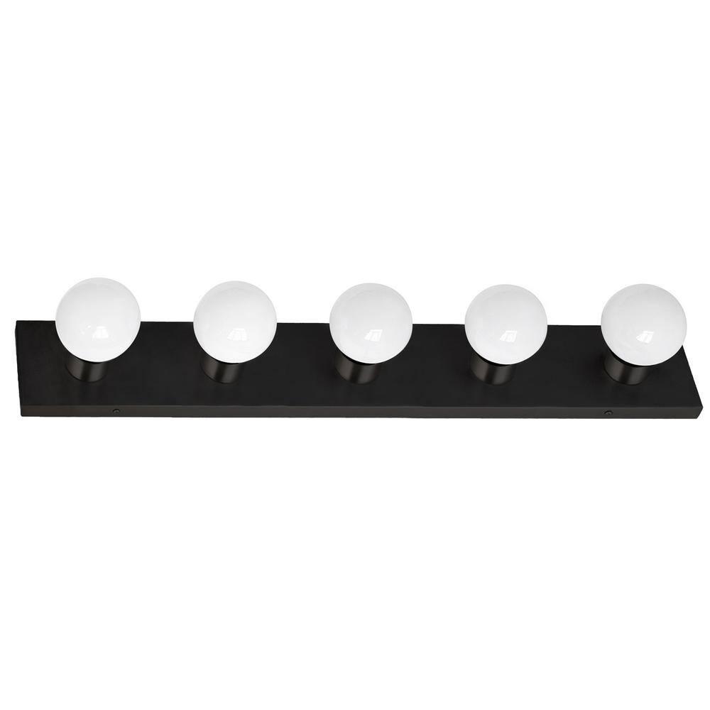 Design House 588582-BLK 5-Light Vanity Strip Light Contemporary Dimmable for Bathroom, Bedroom, Makeup Vanity, Matte Black