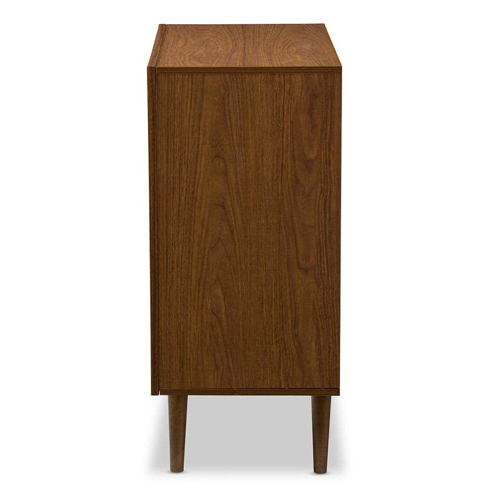 Baxton Studio Harlow Mid-Century Modern Scandinavian Style Wood 3 Drawer Chest White/Walnut : Rubberwood Frame, Spot Clean
