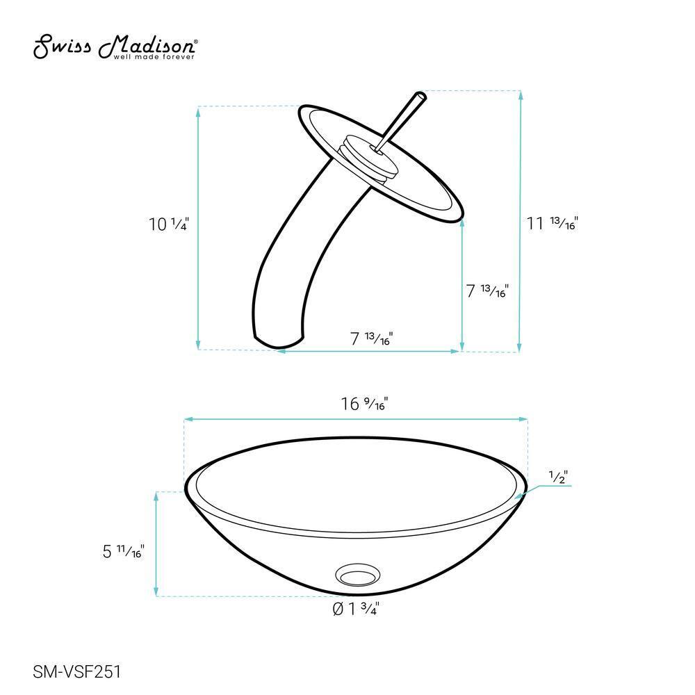 Cascade 16.5 Glass Vessel Sink with Faucet