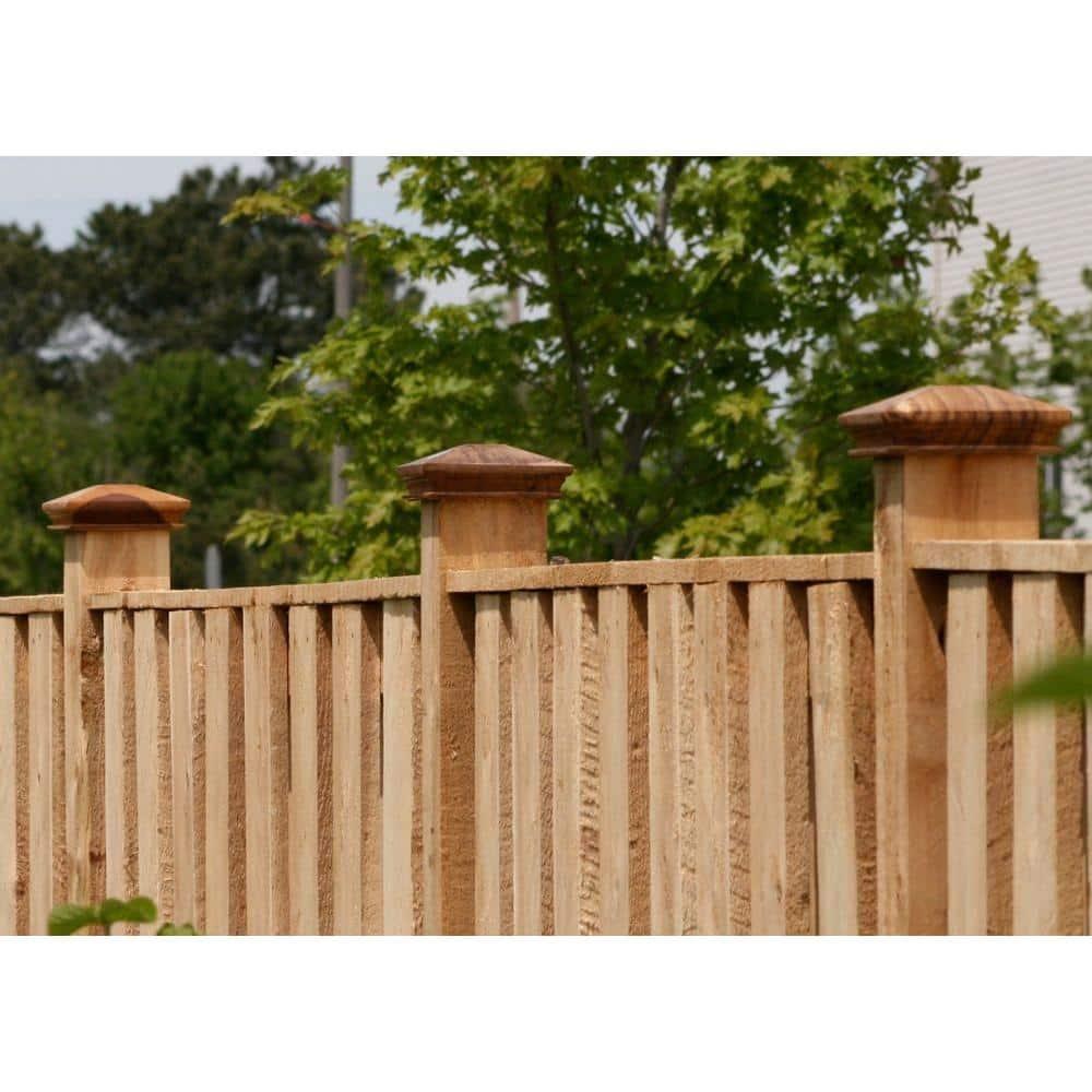 4x4 Traditional Wood Pyramid Post Cap by Captiva - One-Piece Miterless - 3/8" Extended Lip - (3-1/2" x 3-1/2")