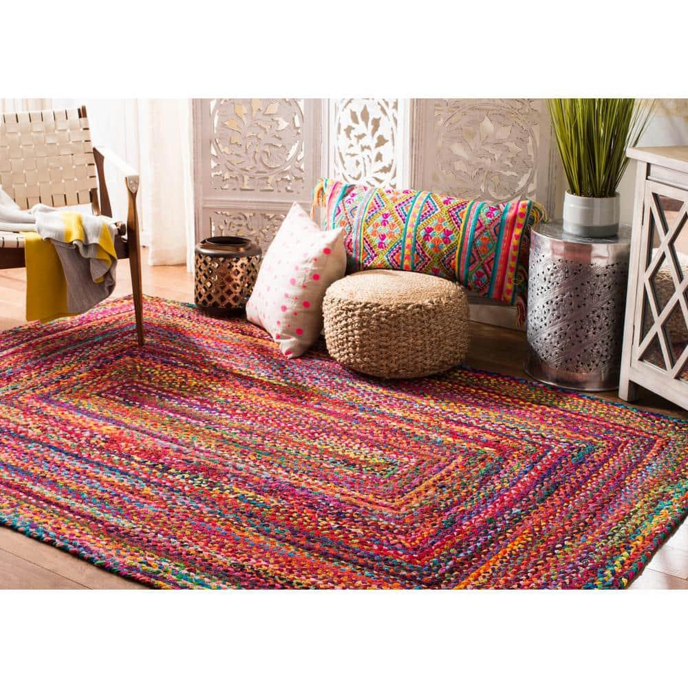 Braided BRD210 Hand Woven Accent Rug - Red/Multi - 2'x3' - Safavieh.