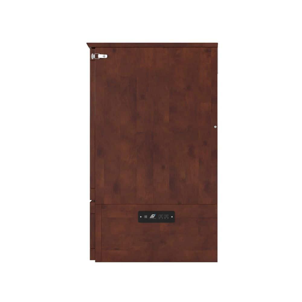 Queen Southampton Murphy Bed Chest with USB Turbo Charger Walnut - AFI: Space-Saving, Hardwood Frame, No Box Spring Needed