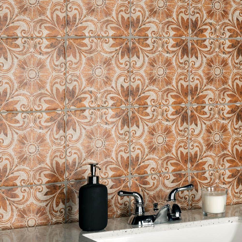Costa Arena Decor Dahlia 7-3/4 in. x 7-3/4 in. Ceramic Floor and Wall Tile (10.75 sq. ft./Case)