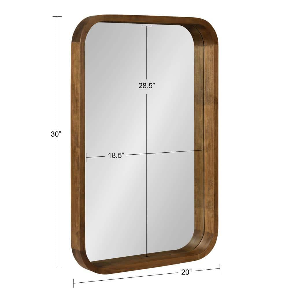 Kate & Laurel All Things Decor 20" x 30" Hutton Wood Framed Rectangle Decorative Wall Mirror Rustic Brown : Poplar, Modern Design