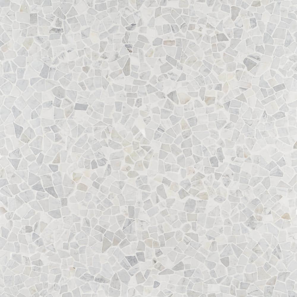 Countryside Carrara Tumbled 11.81 in. x 11.81 in. Natural Marble Floor and Wall Mosaic Tile