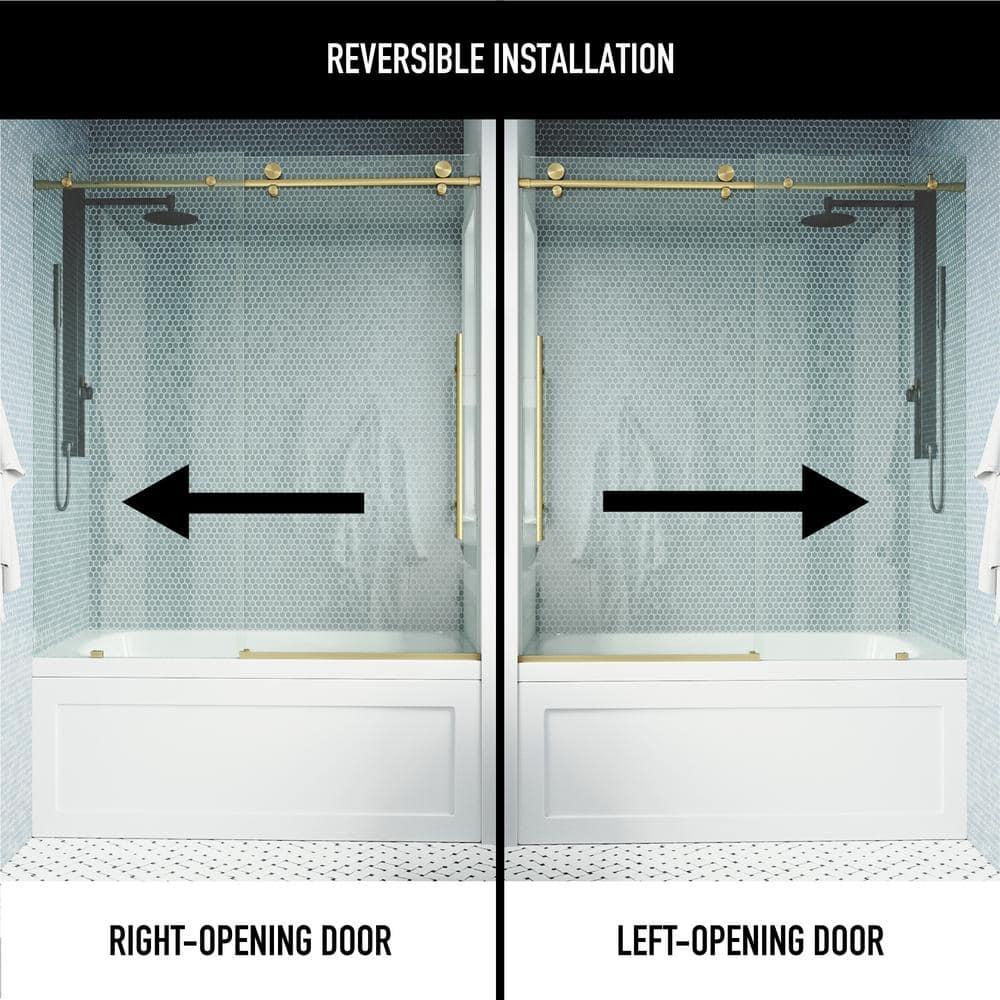 Elan E-Class 56-60" W x 66" H Sliding Frameless Tub Door with 3/8" Clear Glass