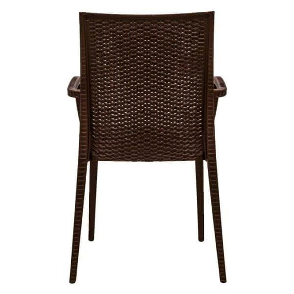 LeisureMod Mace Modern Dining Arm Chair for Indoor and Outdoor Home, Set of 2 in Brown