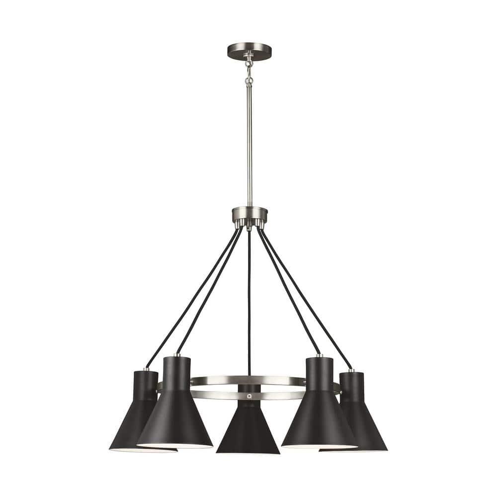 Generation Lighting Towner 5 -Light Brushed Nickel Transitional For Use in Dining Rooms, Foyers, Kitchens, Living Rooms Chandelier