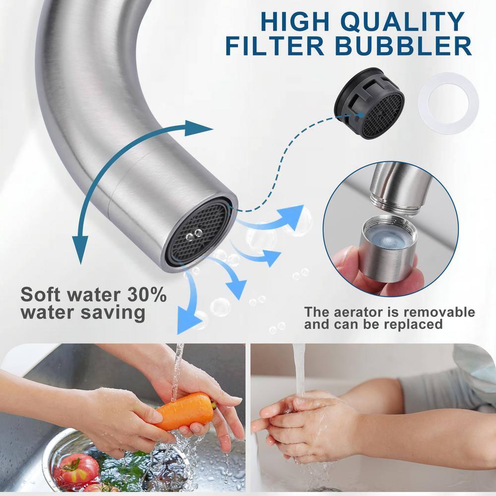 Single Handle Stainless Steel Bar Faucet With Supply Lines And Deckplate