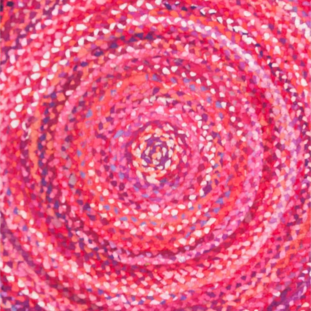 Braided BRD452 Hand Woven Indoor Area Rug - Pink/Fuchsia - 6' Round - Safavieh