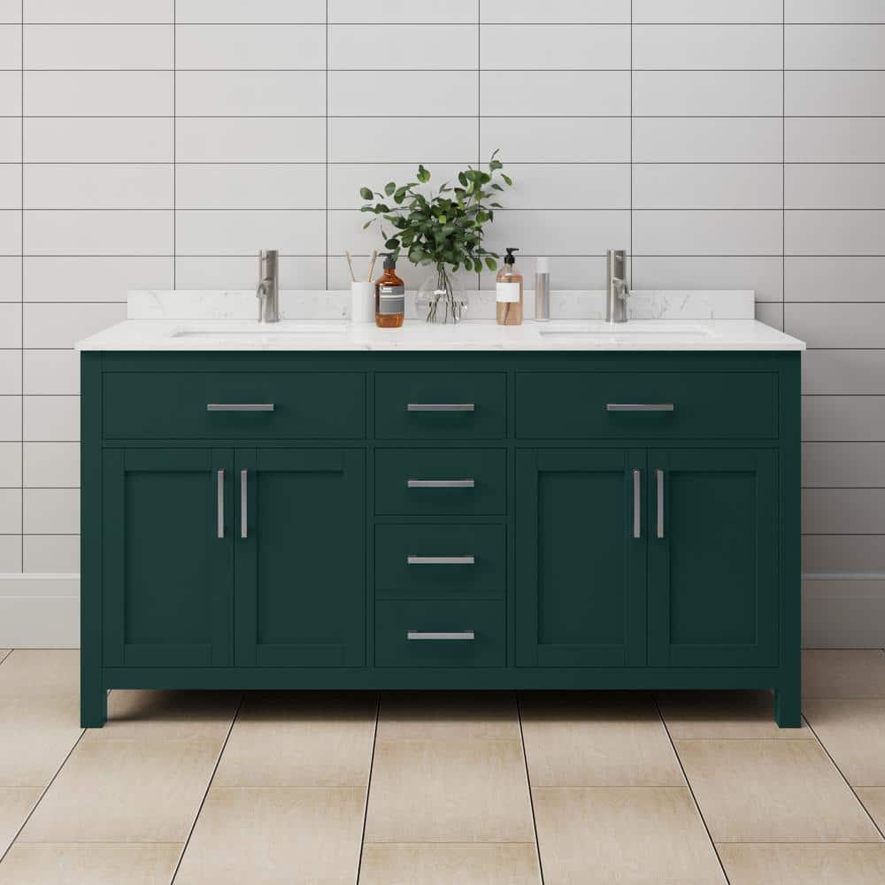 Beckett 66" Freestanding Double Bathroom Vanity with Cultured Marble Top