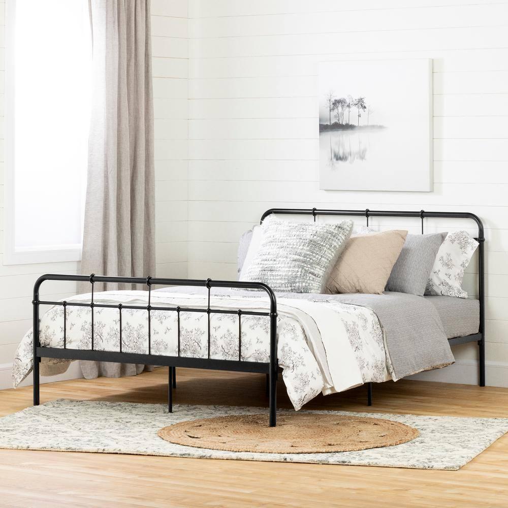 Queen Plenny Metal Platform Bed Black - South Shore