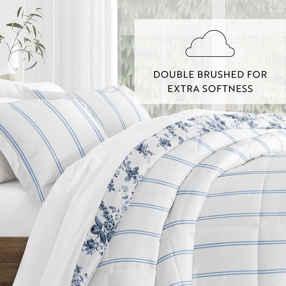 Becky Cameron Stone All Season Down-Alternative Comforter Set in Cabbage Rose Stripe & Reviews | Wayfair