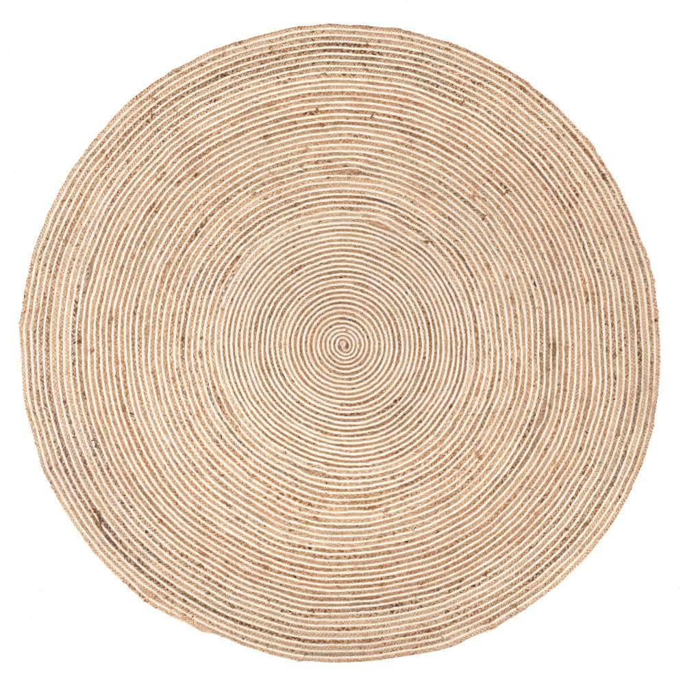 Nuloom 4 Round Rigo Jute Hand Woven Indoor Area Rug, Natural, Solid Farmhouse Design, Natural Fiber Bedroom, Living Room, Kitchen,