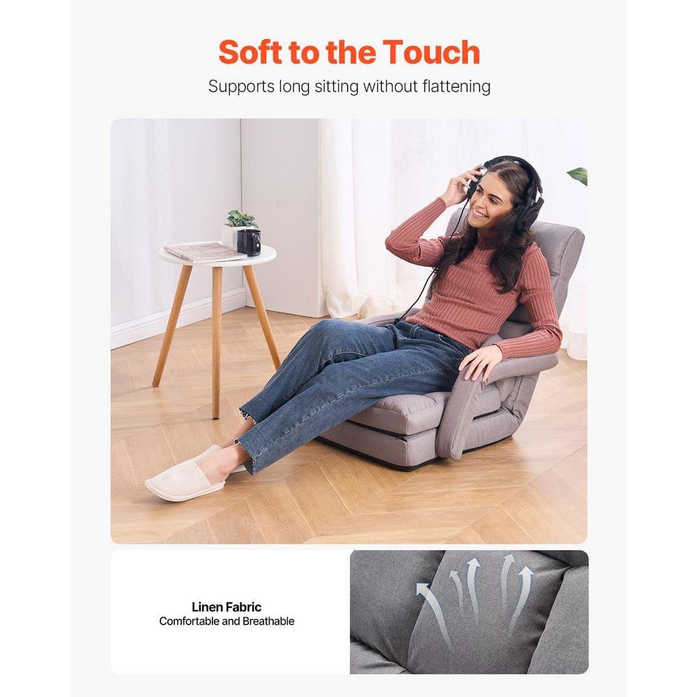 Trule Floor Chair with 5 Adjustable Position and Armrest Floor Gaming Chair Gray