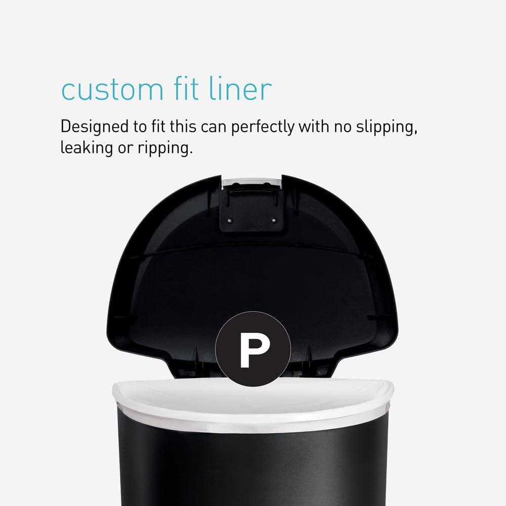 simplehuman 13gal Kitchen Step Trash Can with Soft Close Locking Lid Black Plastic Semi Round Garbage Can