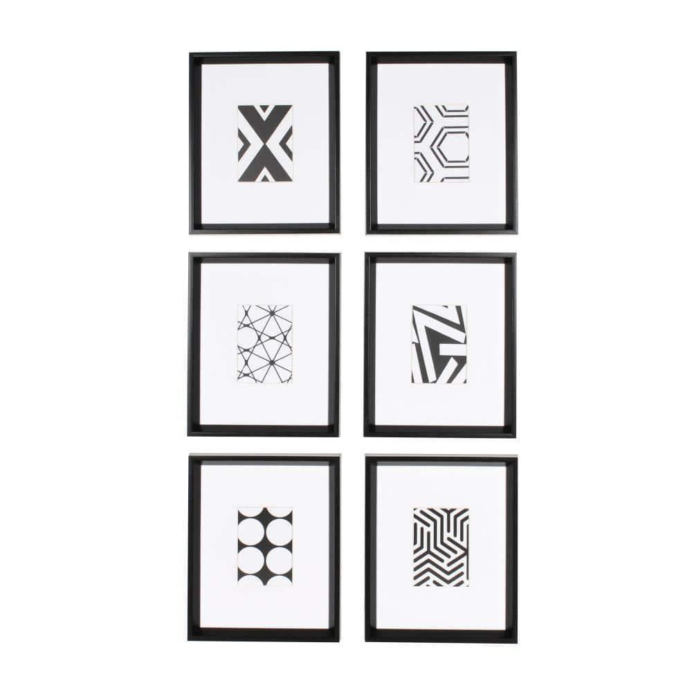 6pc 12" x 15" Calter Framed Print Art Set Black - Kate and Laurel