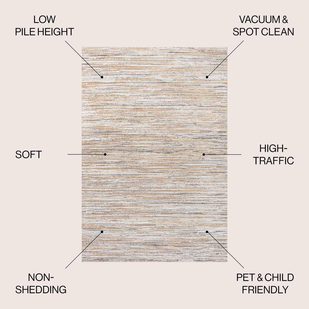 JONATHAN Y Loom Modern Strie'  Beige/Gray 3 ft. x 5 ft. Area Rug