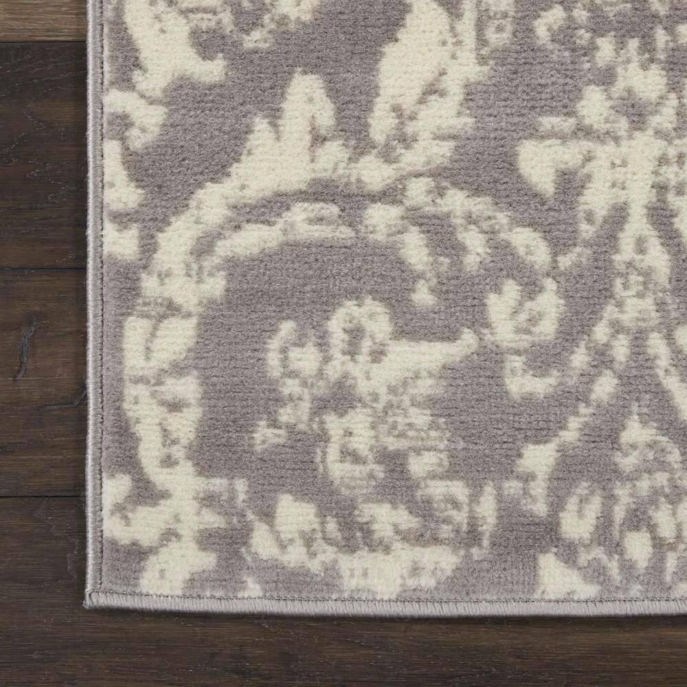Nourison Jubilant 2'3" x 7'3" (7' Runner) Grey Area Rug Farmhouse Vintage Damask by Nourison