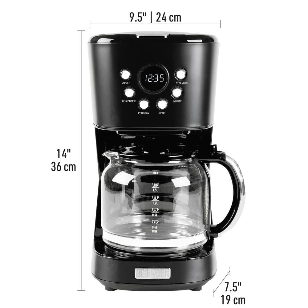 HADEN Heritage Black and Chrome 12-Cup Programmable Coffee Maker