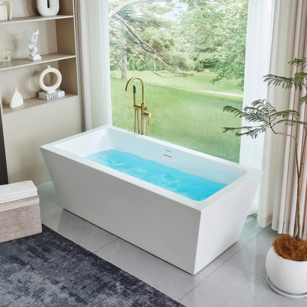 Orion 59'' x 30'' Freestanding Soaking Acrylic Bathtub