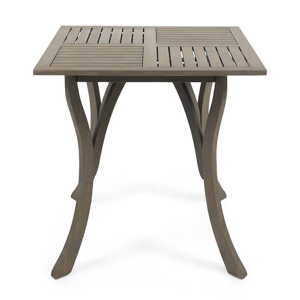Noble House Hermosa 31.5" Square Wooden Patio Dining Table in Gray