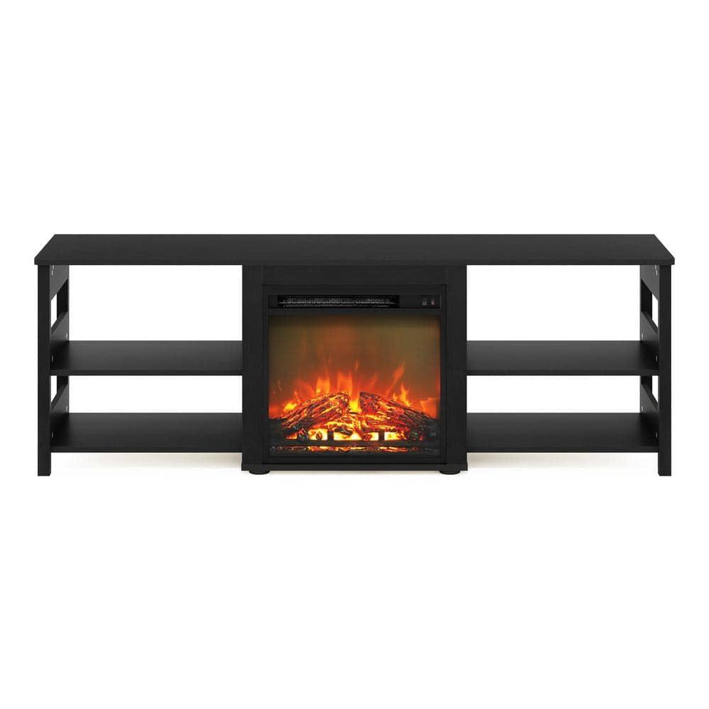 Furinno Classic Fireplace TV Stand Entertainment Console Media Center W/18" Electric Fireplace for TVs up to 70",Americano
