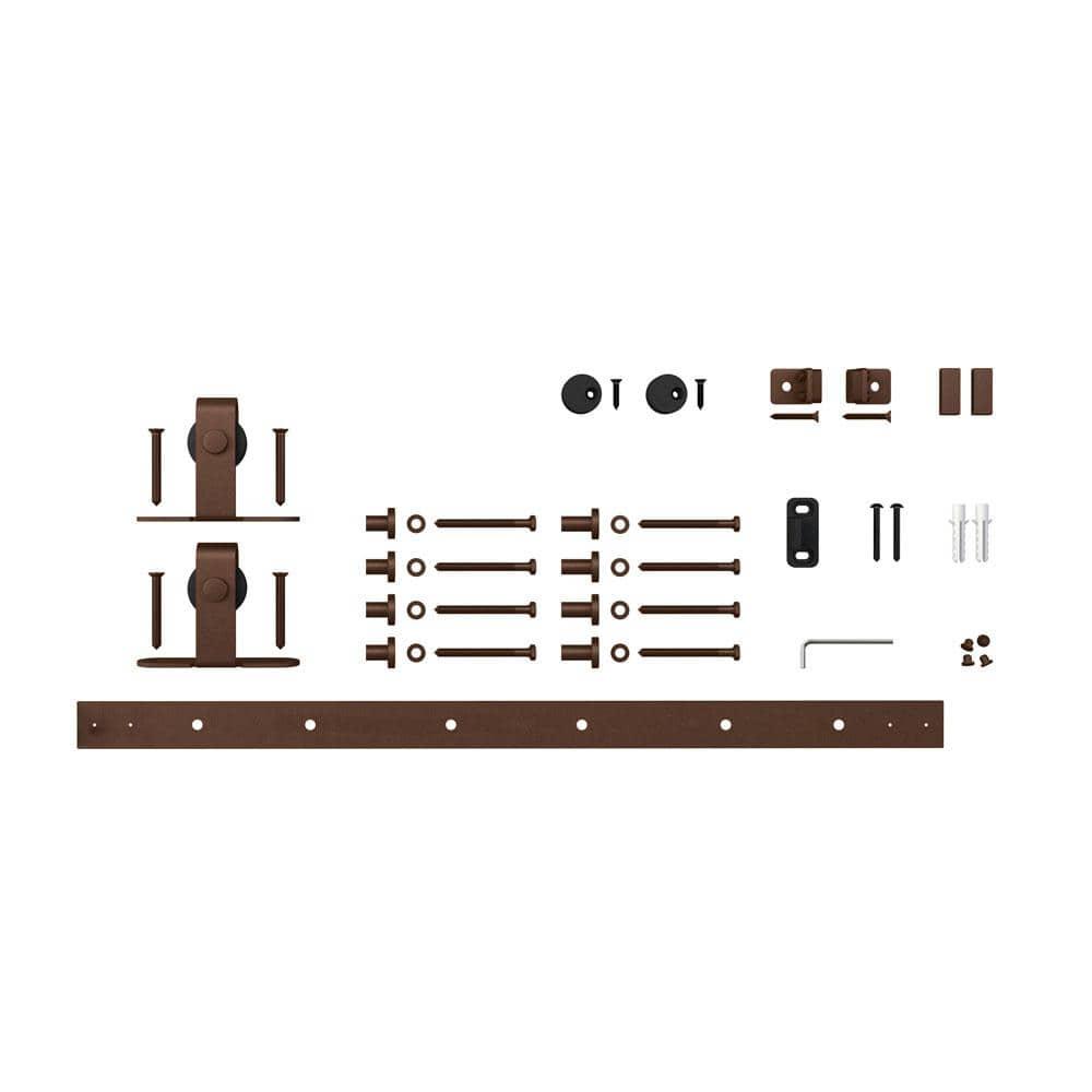 American Pro Decor Solid Steel Mini Sliding Rolling Barn Door Hardware Kit for Single Wood Doors