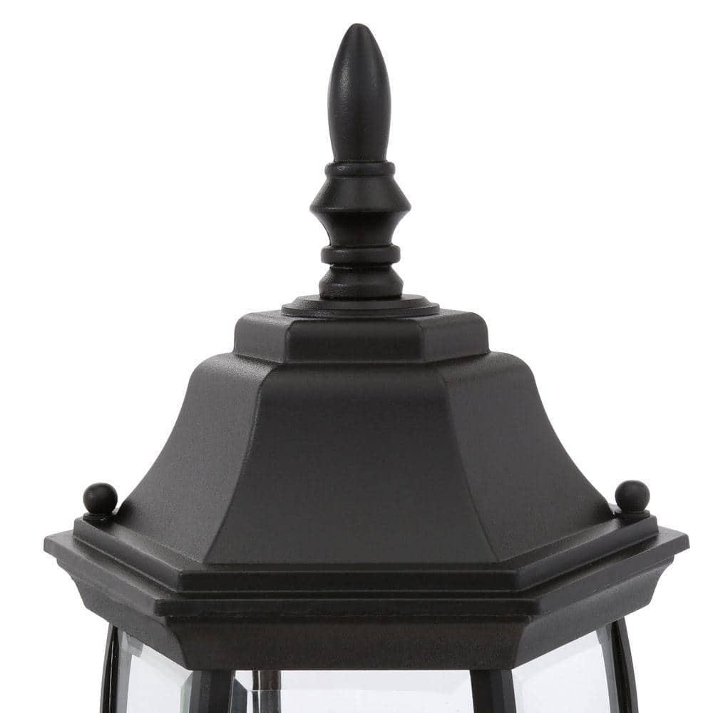 Alexandria 17.3 in. Black Beveled Glass Outdoor Lantern Sconce