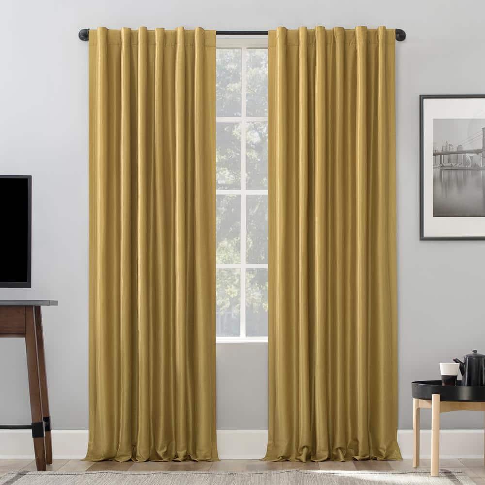 Faux Dupioni Silk Thermal Extreme 100% Blackout Back Tab Curtain Panel