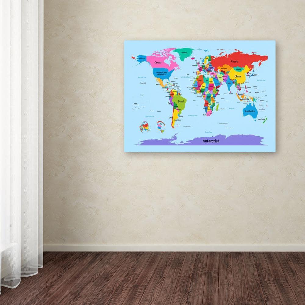 Trademark Fine Art - 22"x32" Michael Tompsett 'Childrens World Map' Canvas Art