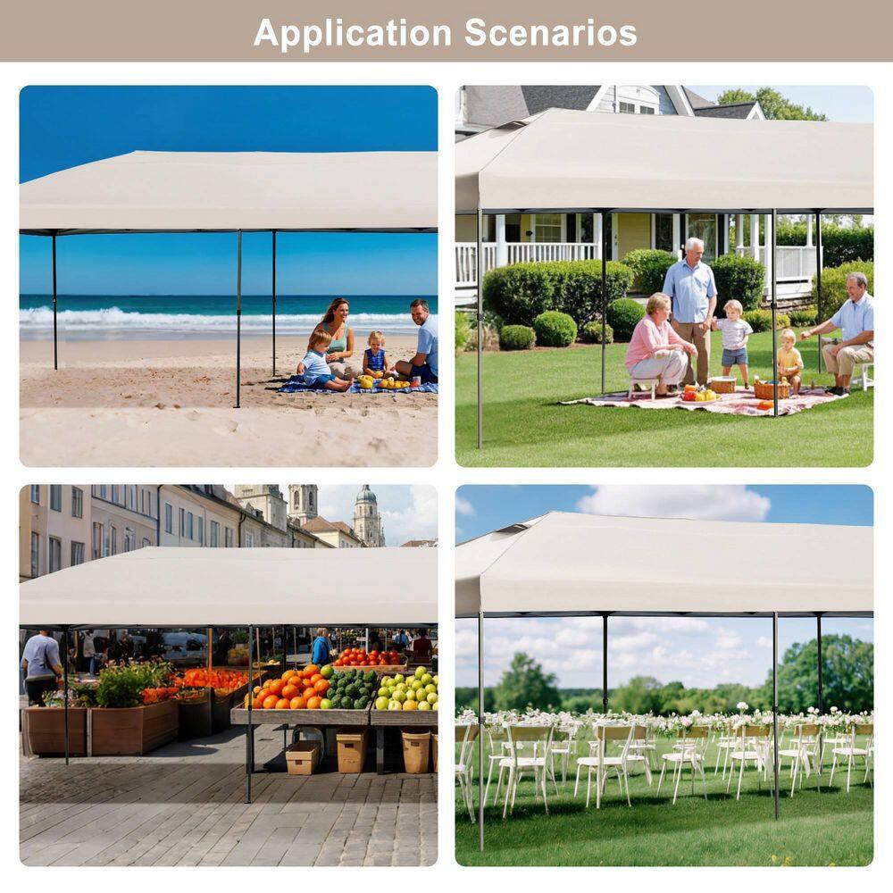 Khaki 10x30 Heavy Duty Outdoor Pop Up Canopy Tent with Sidewalls