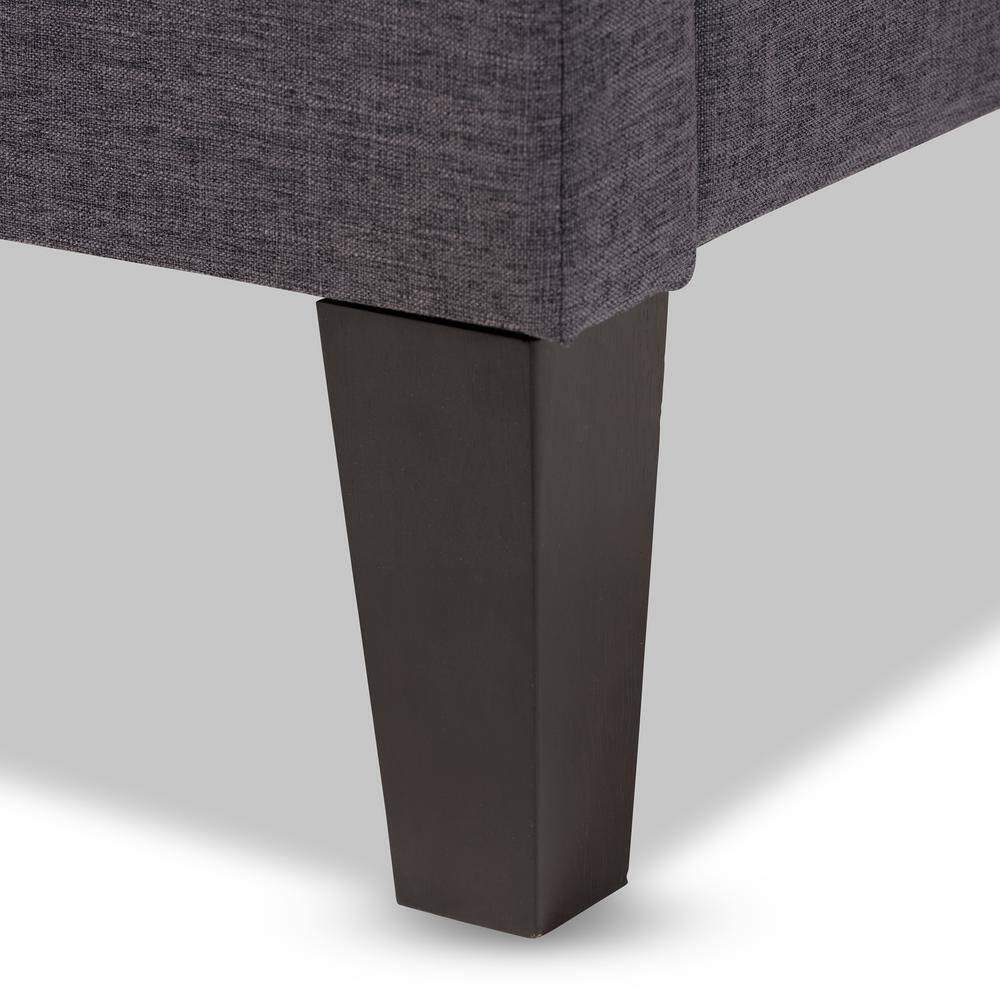 Baxton Studio Full Lancashire Modern and Contemporary Fabric Upholstered Bed Frame with Tapered Legs Dark Gray: No Box Spring Needed