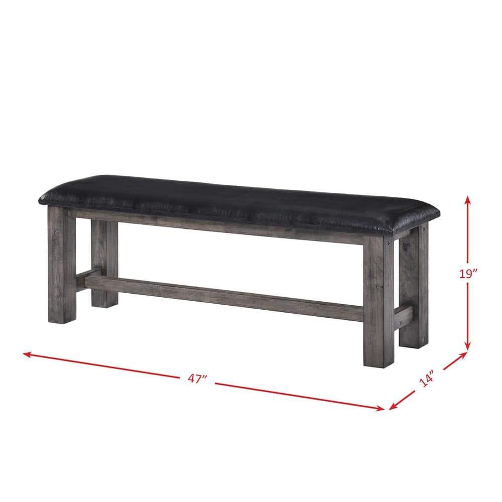 Picket House Furnishings Grayson Bench w. PU Padded SeatGrey Oak