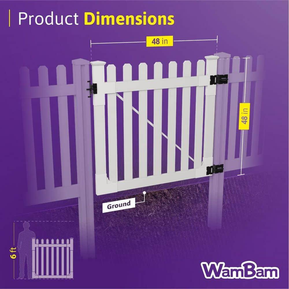 WamBam 4 ft. H x 4 ft. W Traditional Picket Gate