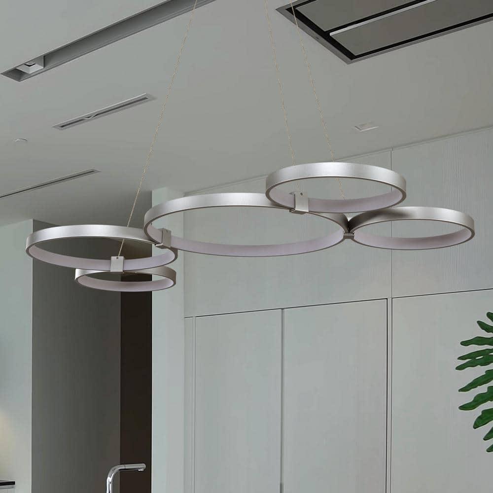 Capella 5-Light Geometric Ring Pendant 50" Integrated LED ETL Certified Adjustable Chandelier
