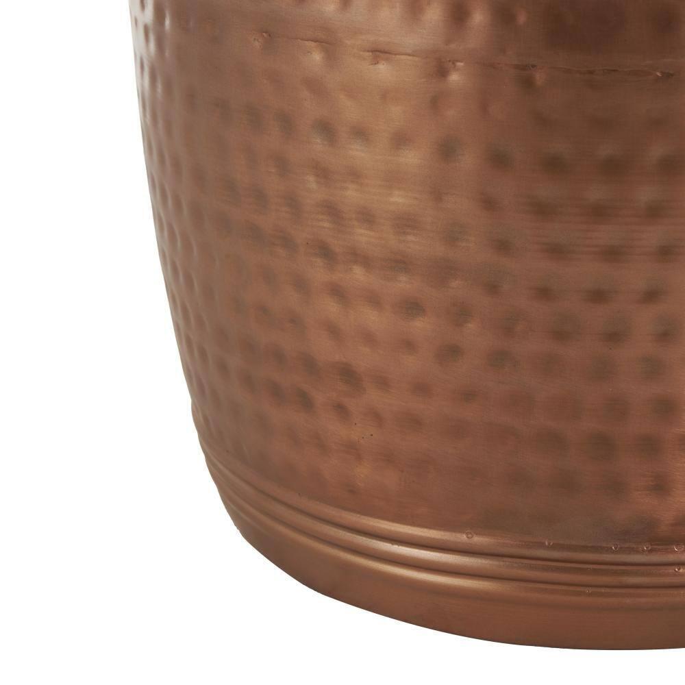 Metal Drum Copper Colored Accent Table - Olivia & May: Hammered Aluminum, Indoor Use, Fully Assembled
