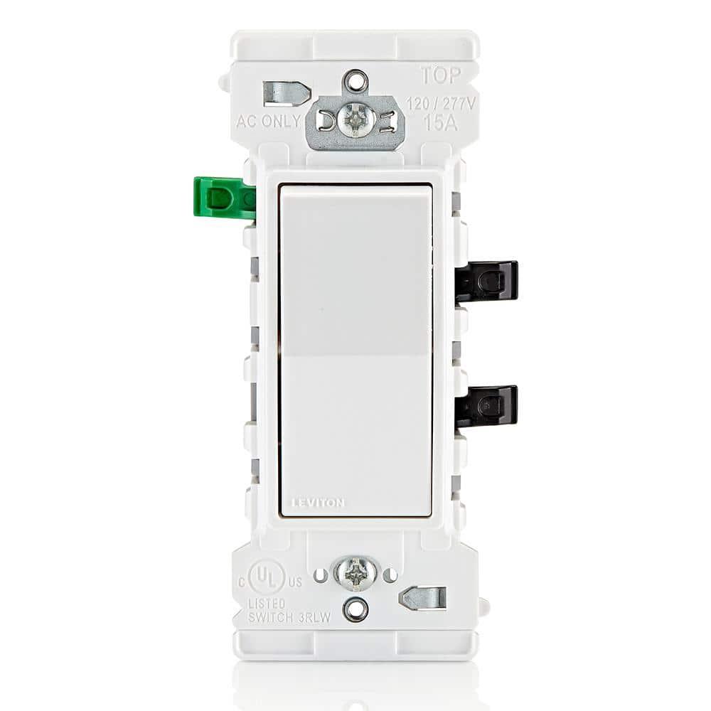 Leviton Decora Edge 15 Amp Single Pole Rocker Switch, White E5601