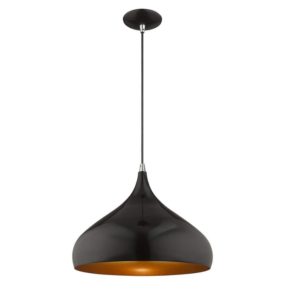 Livex Lighting Metal Shade 1 - Light Chandelier in  Shiny Black