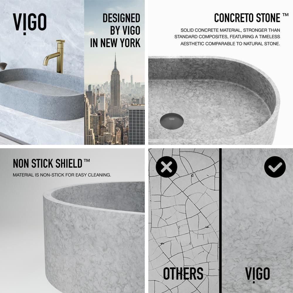 Sagrada Gothic 24" L x 14" W x 5" H Gray Handmade Oval Vessel Bathroom Sink