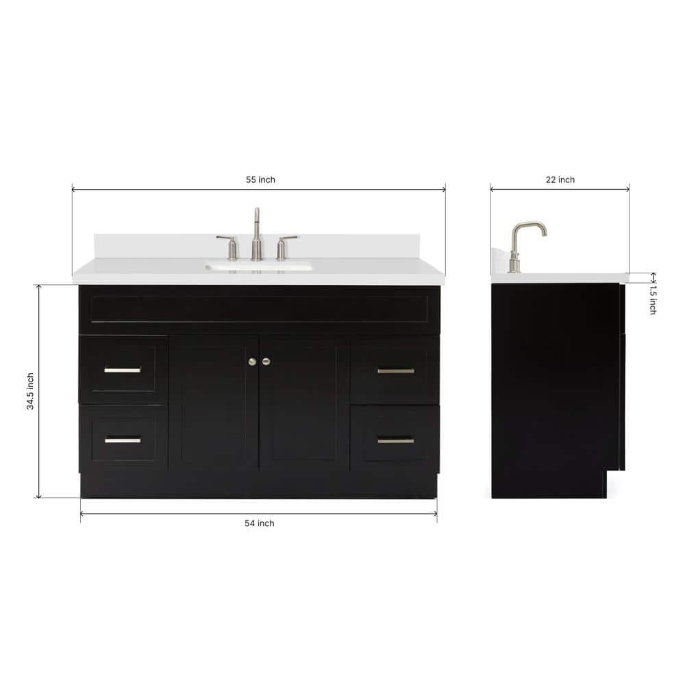 Ariel F055s-Wq-Vo Hamlet 55" Freestanding Single Basin Vanity Set - Black