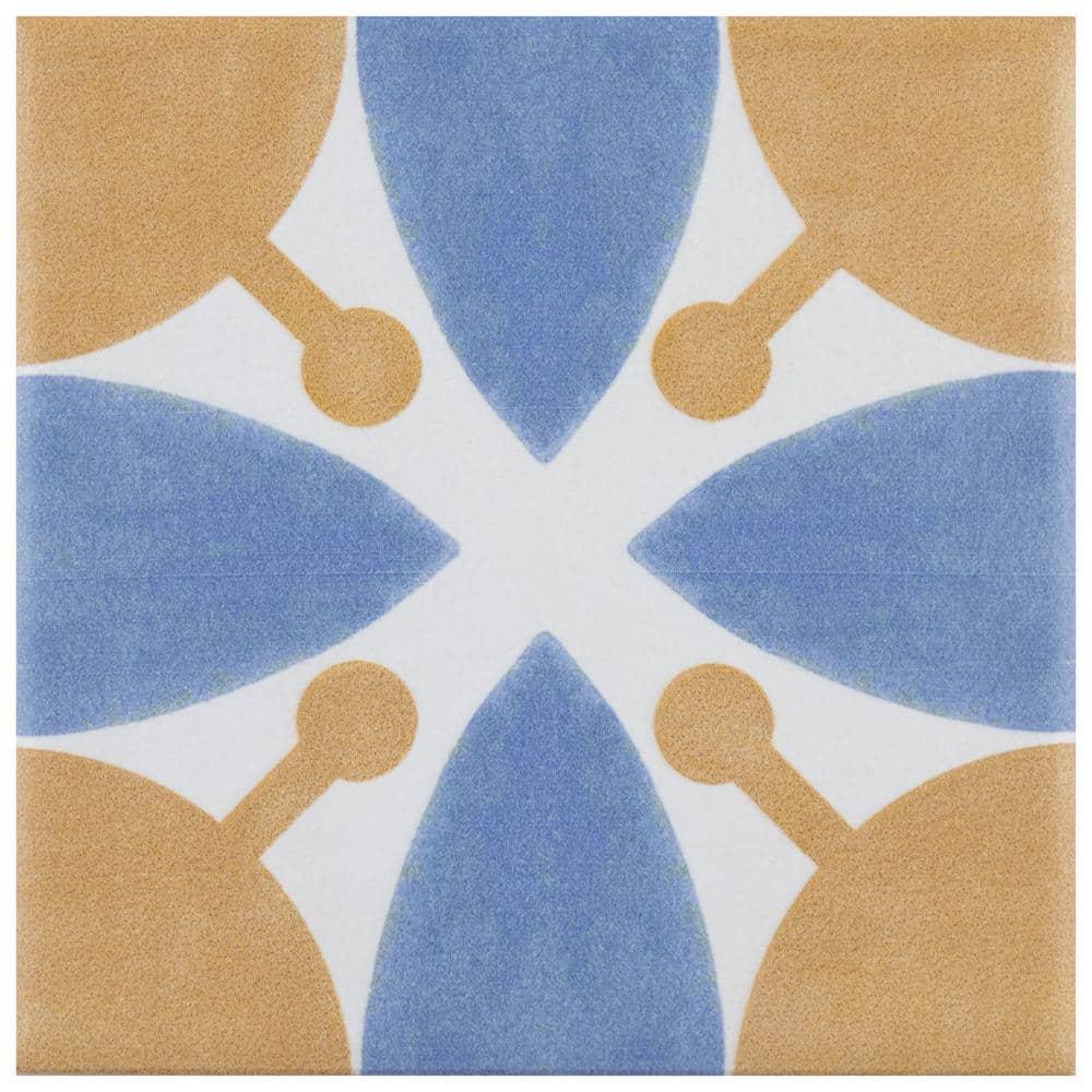 Revival Leaf Mini 4" x 4" Ceramic Patterned Wall & Floor Tile