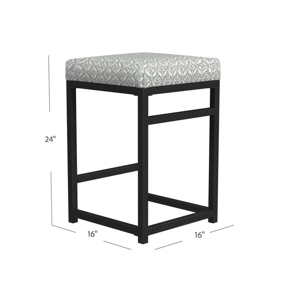 24" Open Back Metal Counter Height Barstool Gray - HomePop: Kitchen Island Seating, Industrial Design