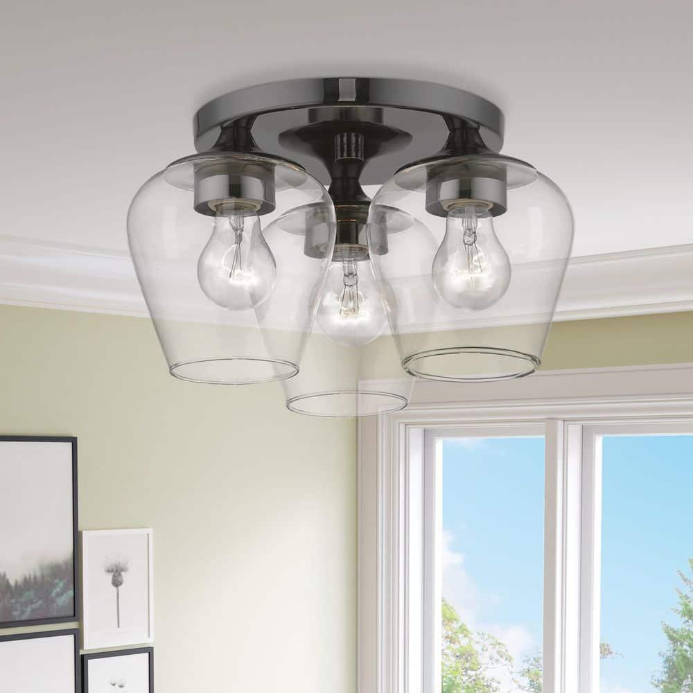 Livex Lighting Willow 3 - Light Flush Mount in  Black Chrome