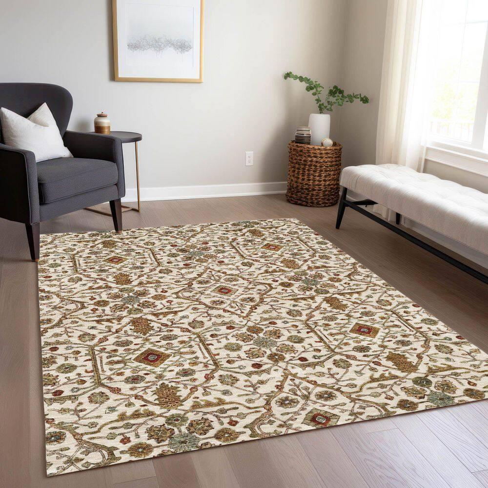Machine Washable Indoor/Outdoor Chantille ACN1130 Ivory Rug